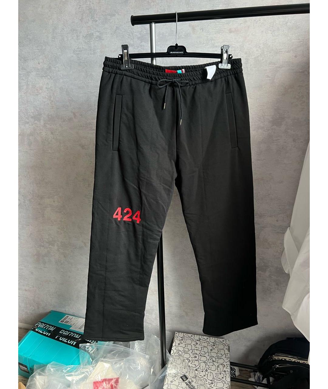 424 Черные хлопковые повседневные брюки, фото 3
