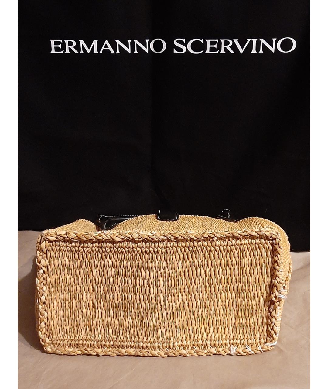 ERMANNO SCERVINO Бежевая пелетеная пляжная сумка, фото 4