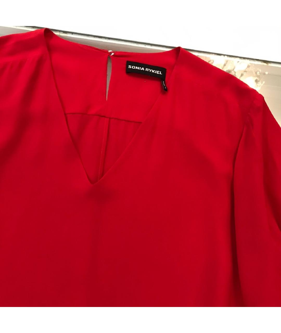 SONIA RYKIEL Красная шелковая блузы, фото 3