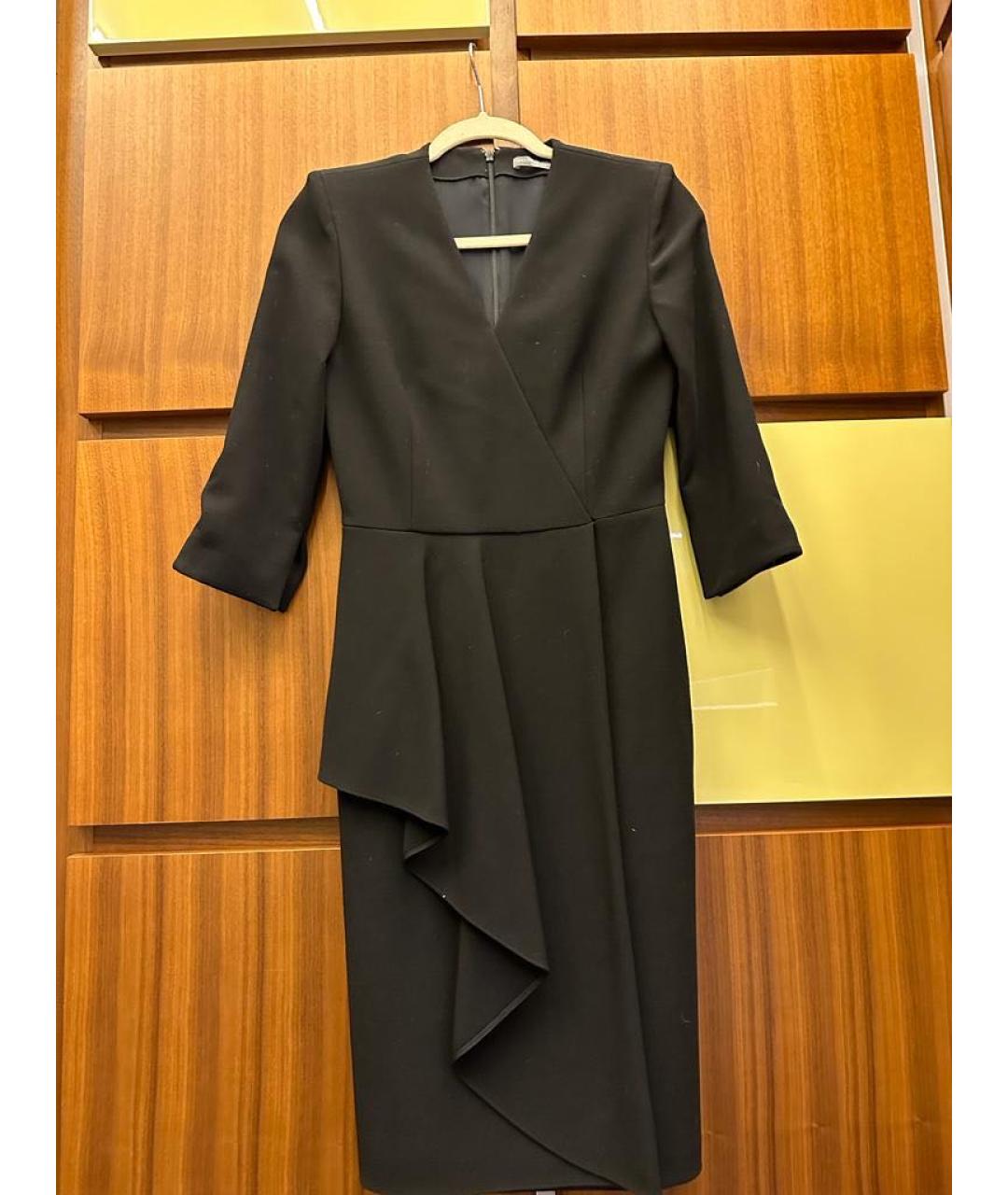 ALEXANDER MCQUEEN Черное шерстяное коктейльное платье, фото 3