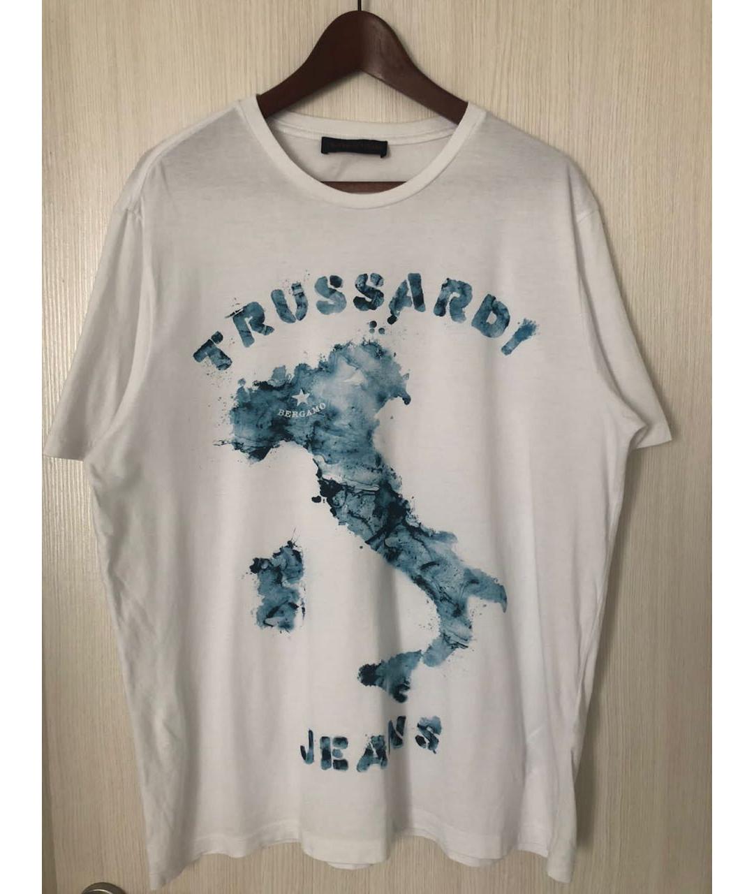 TRUSSARDI JEANS Белая хлопковая футболка, фото 2