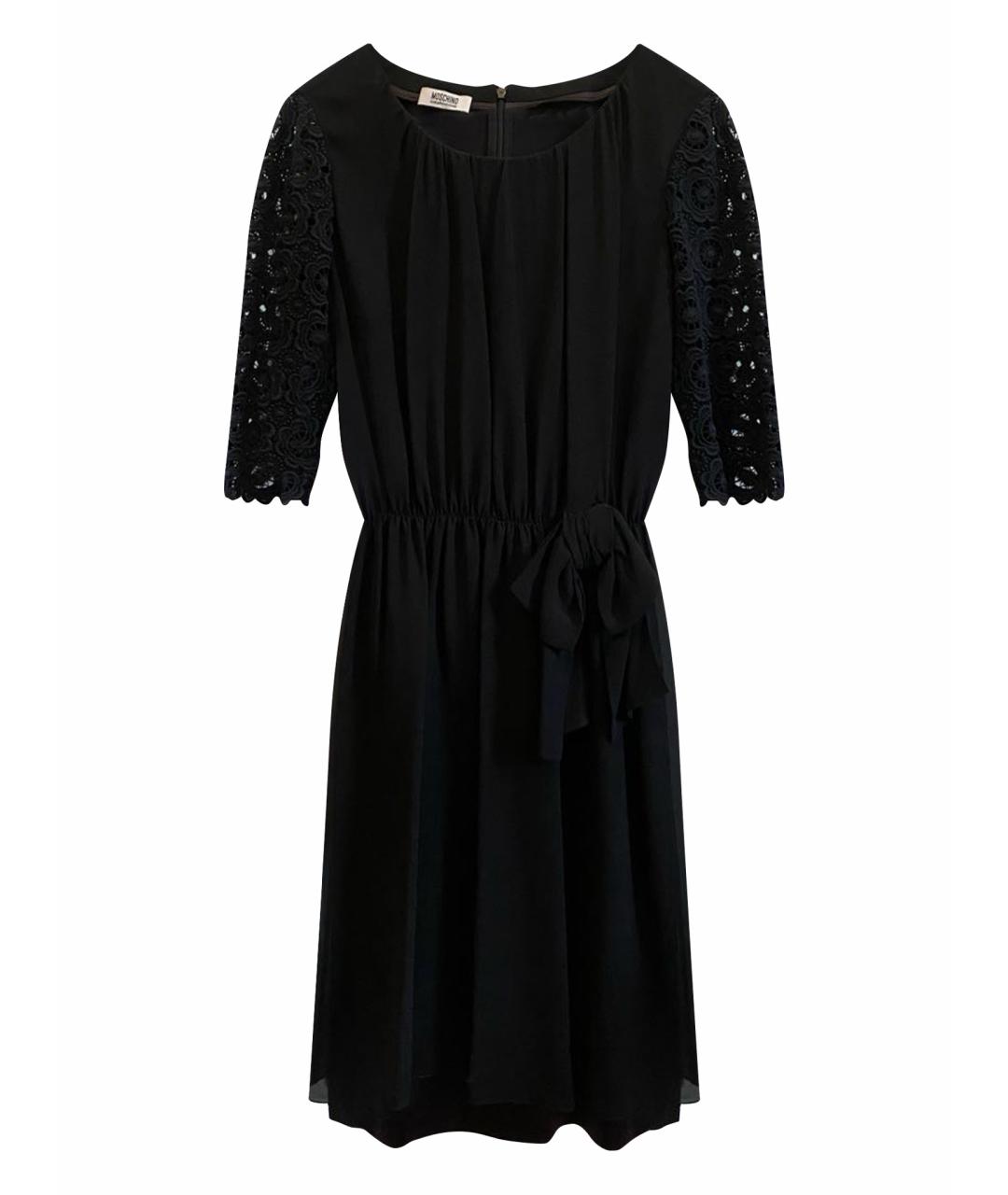 MOSCHINO Черное ацетатное коктейльное платье, фото 1