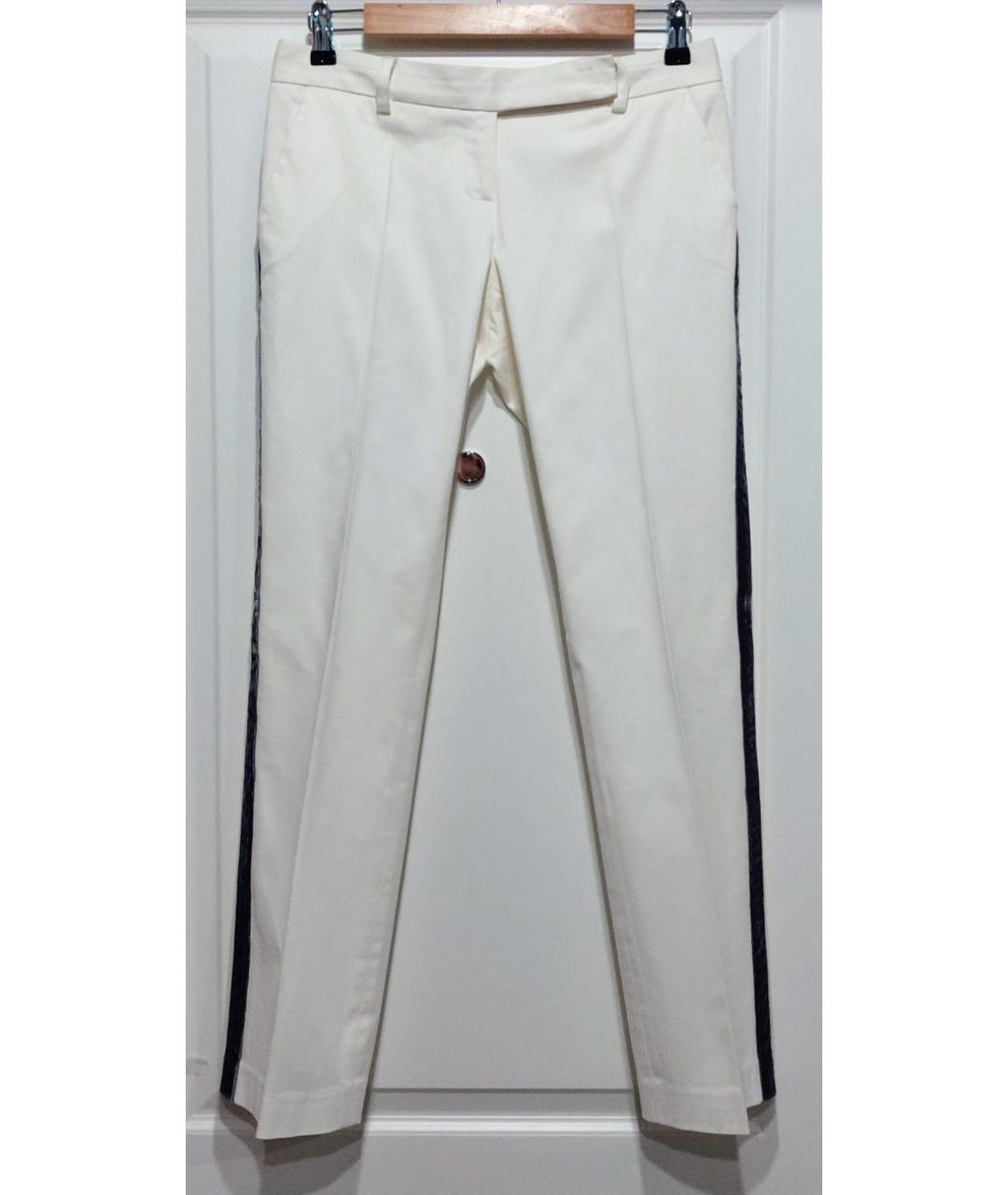ALEXANDER MCQUEEN Белые хлопко-эластановые прямые брюки, фото 10