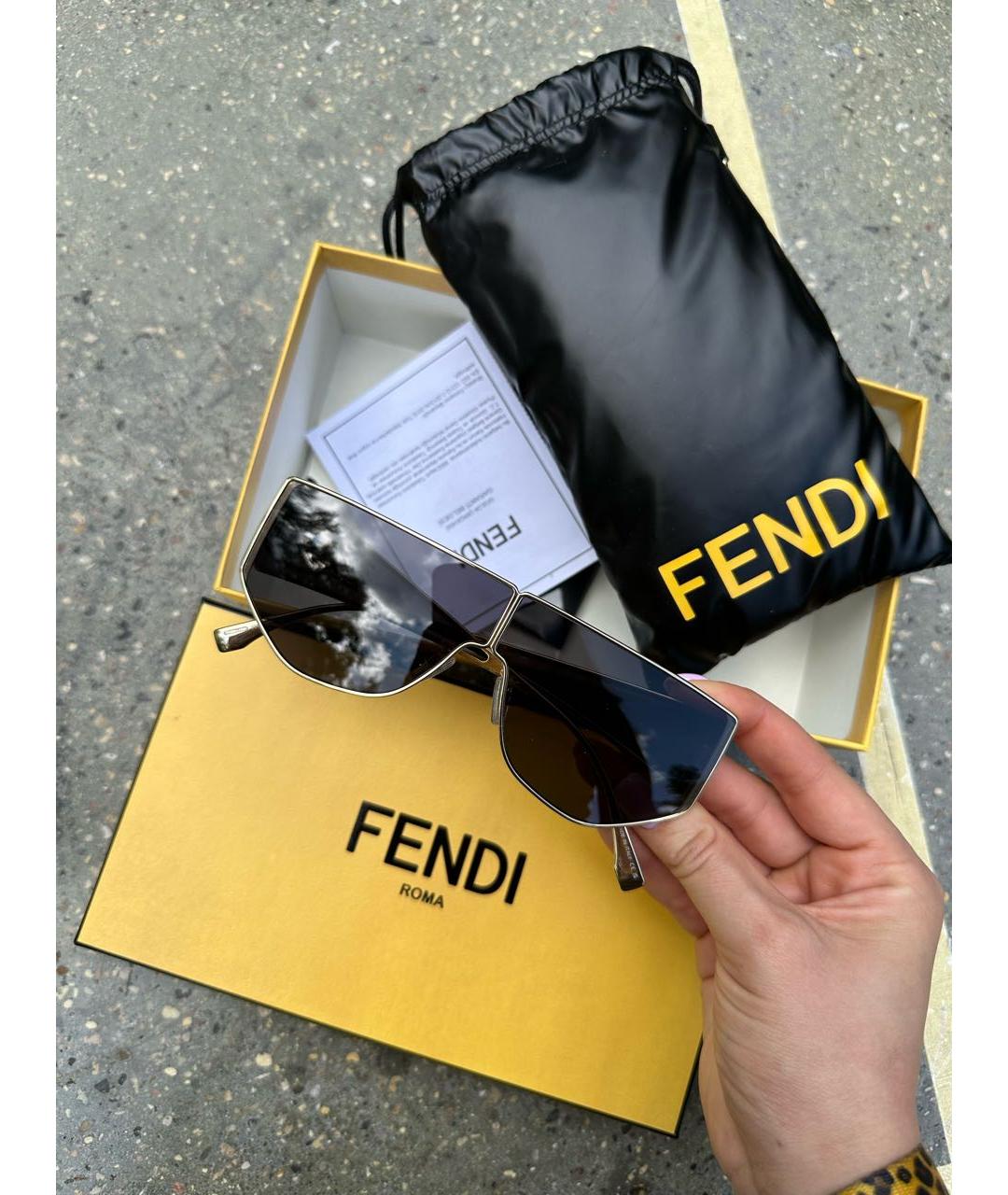 FENDI Черные металлические солнцезащитные очки, фото 2