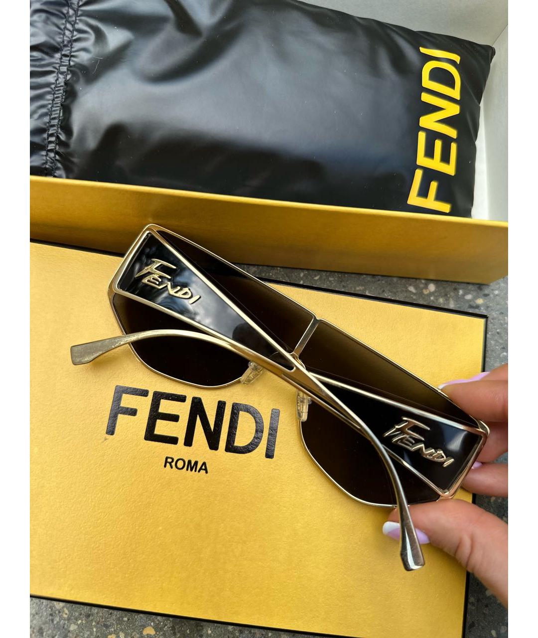 FENDI Черные металлические солнцезащитные очки, фото 3