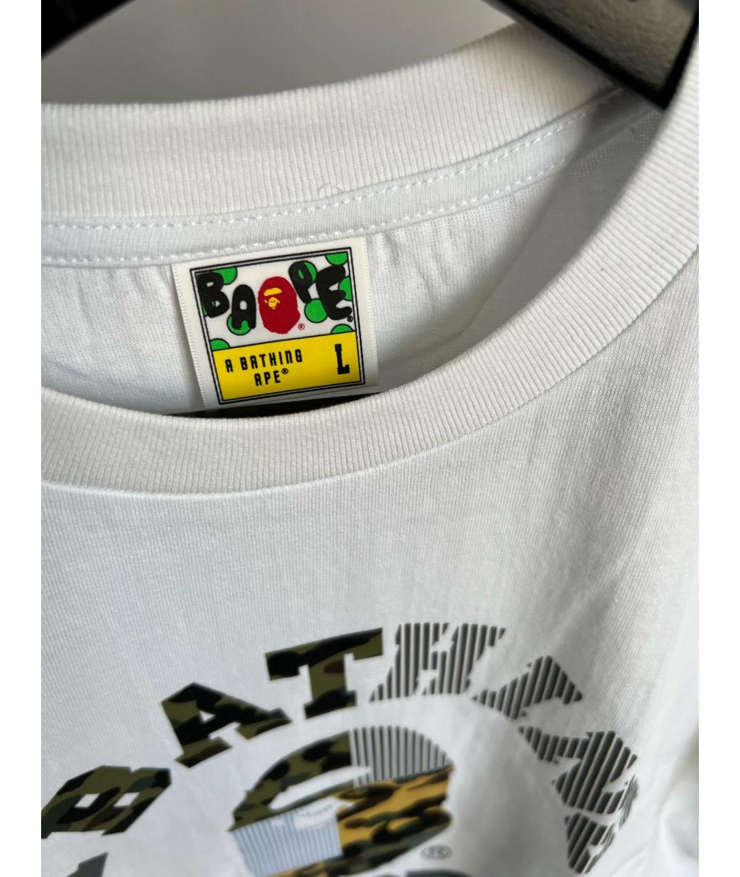 A BATHING APE Белая хлопковая футболка, фото 4