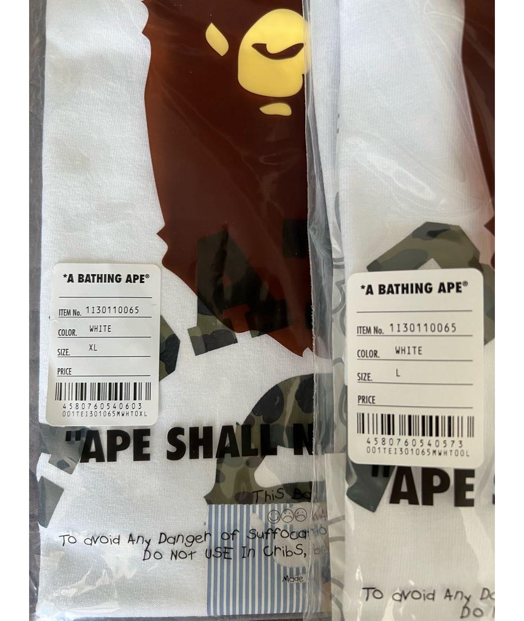 A BATHING APE Белая хлопковая футболка, фото 5