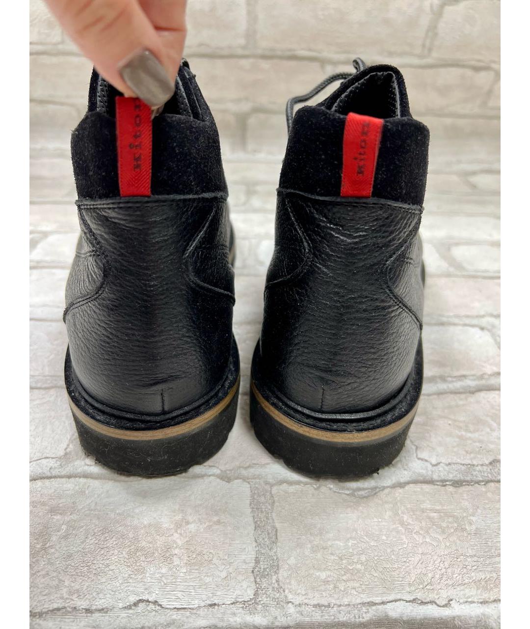 KITON Черные кожаные высокие ботинки, фото 5