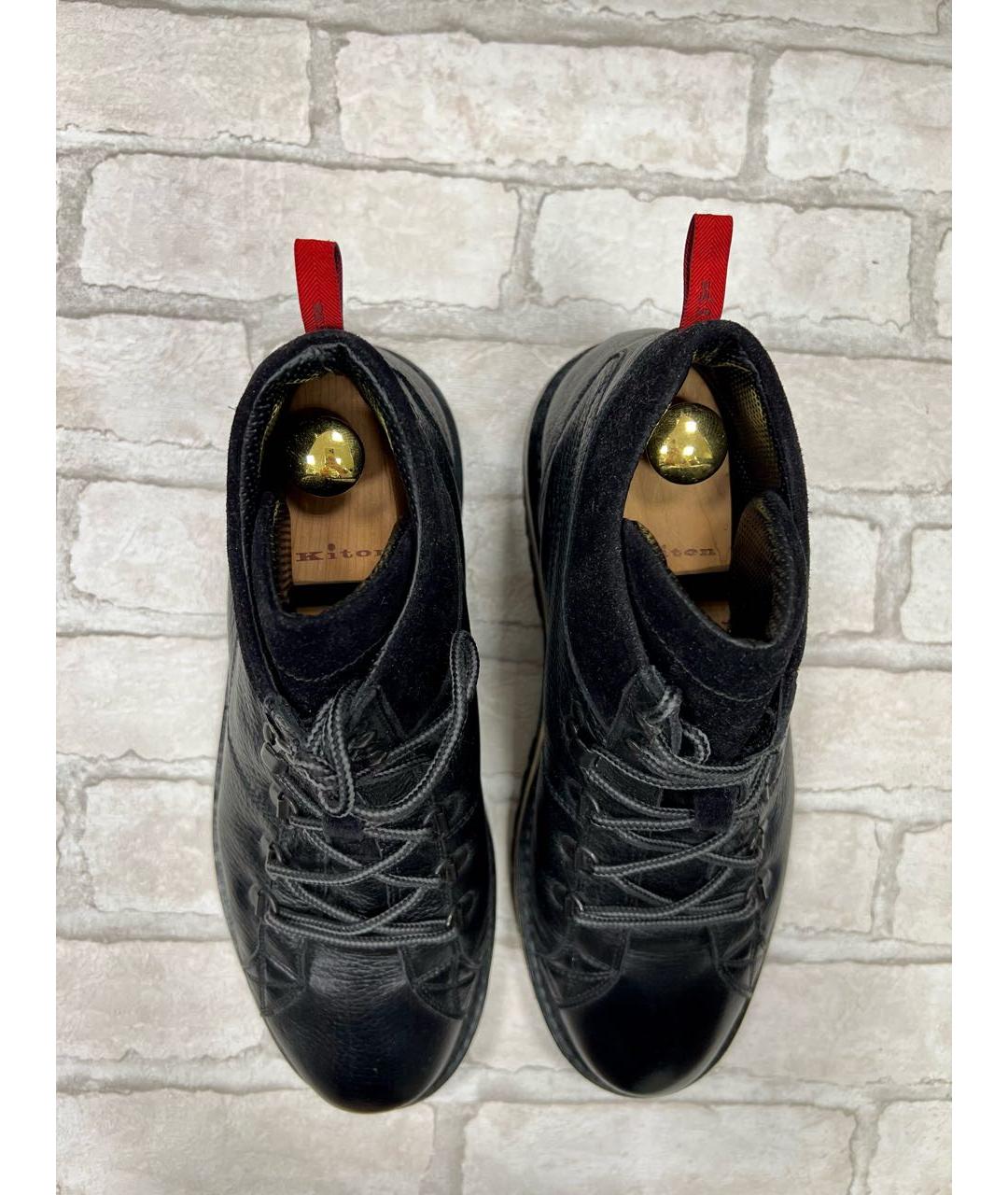 KITON Черные кожаные высокие ботинки, фото 3