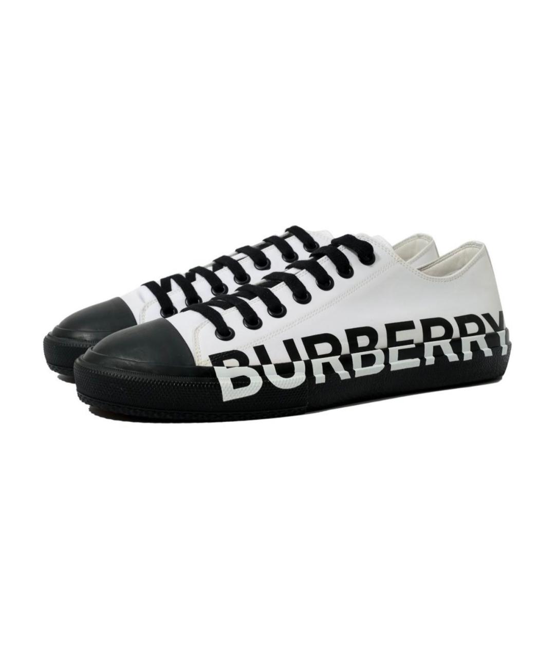 BURBERRY Белые текстильные низкие кроссовки / кеды, фото 3