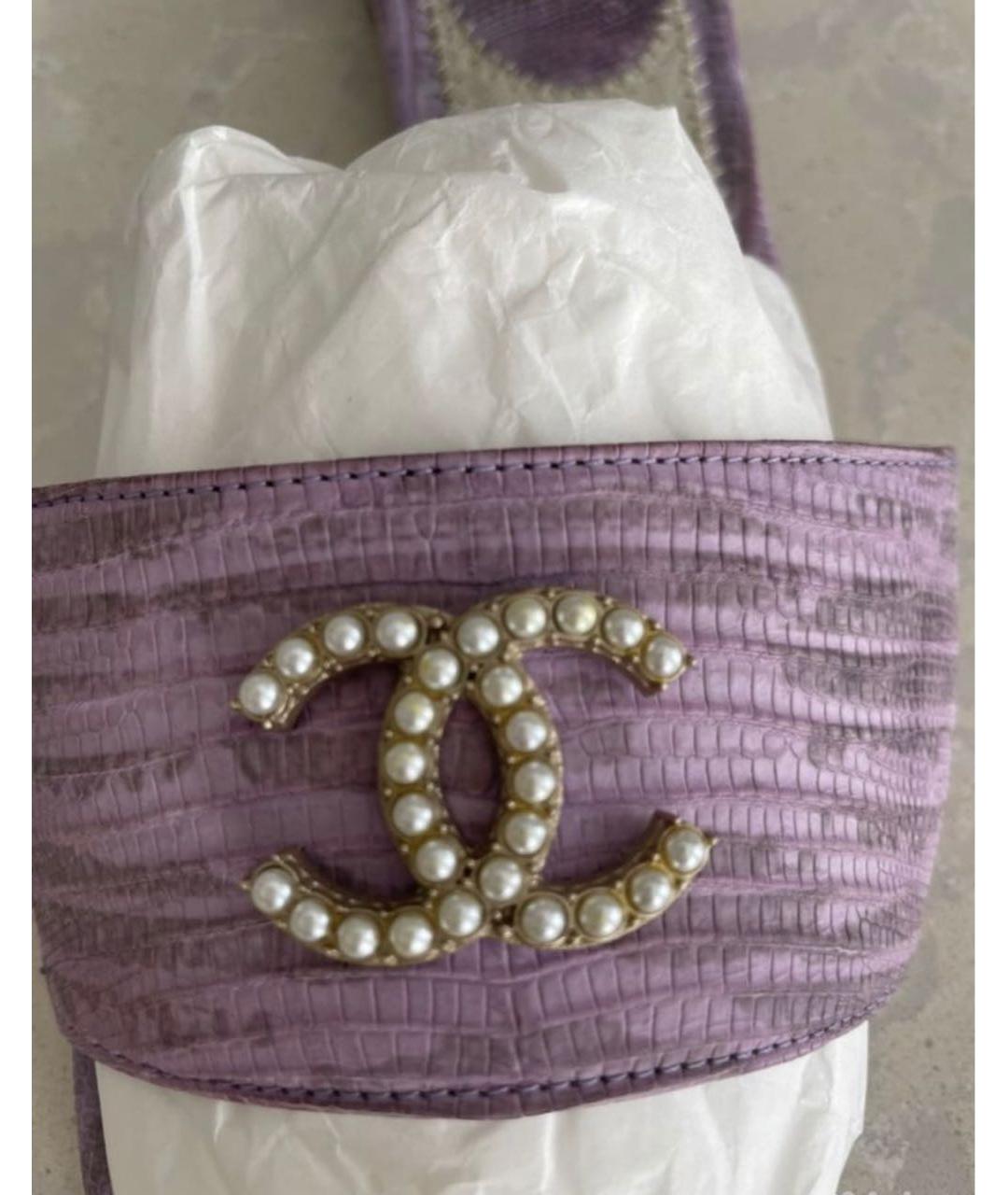 CHANEL Фиолетовые шлепанцы, фото 2
