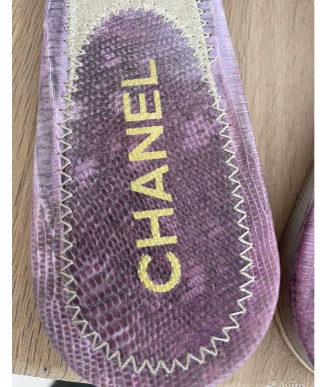 CHANEL Фиолетовые шлепанцы, фото 3