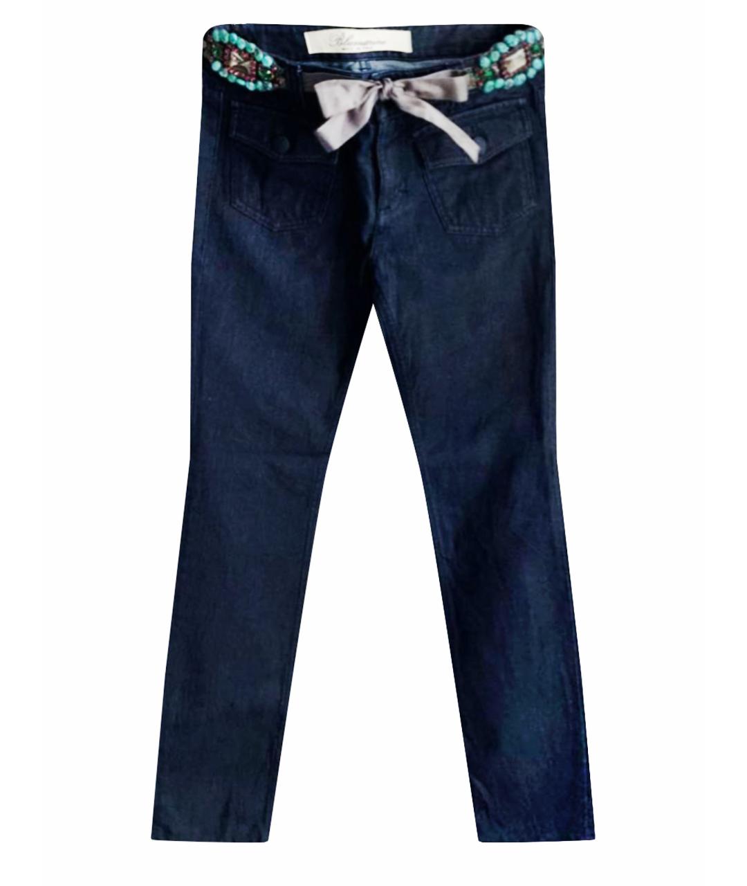 BLUMARINE Темно-синие хлопковые прямые джинсы, фото 1