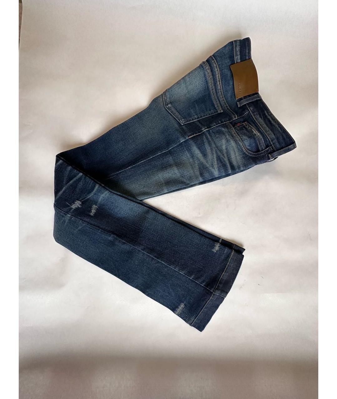 GUCCI Синие хлопко-эластановые джинсы клеш, фото 5