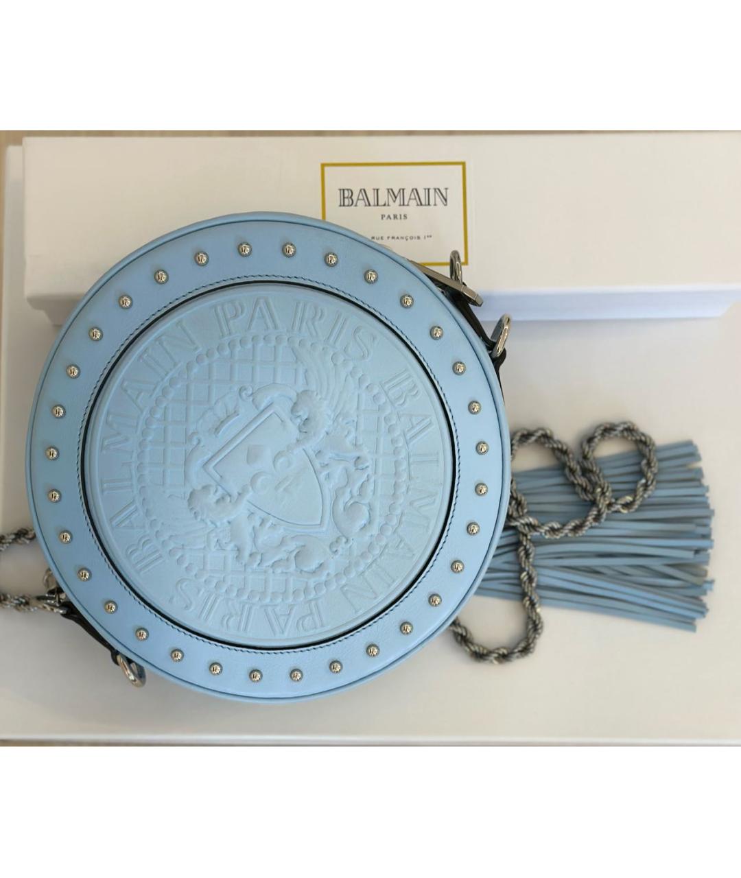 BALMAIN Голубая кожаная сумка через плечо, фото 3