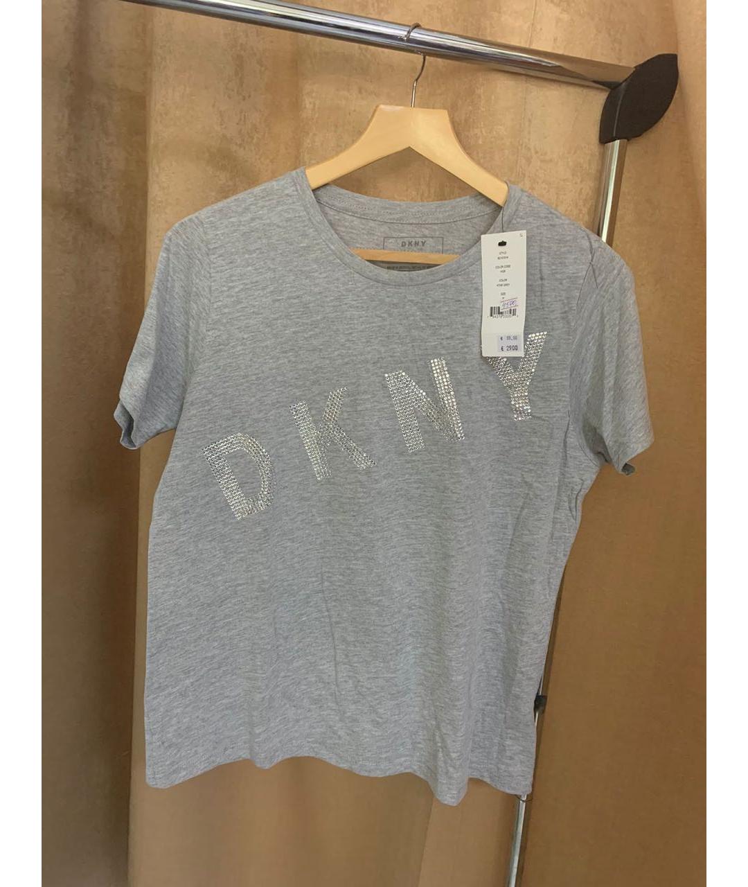 DKNY Серая хлопковая футболка, фото 5