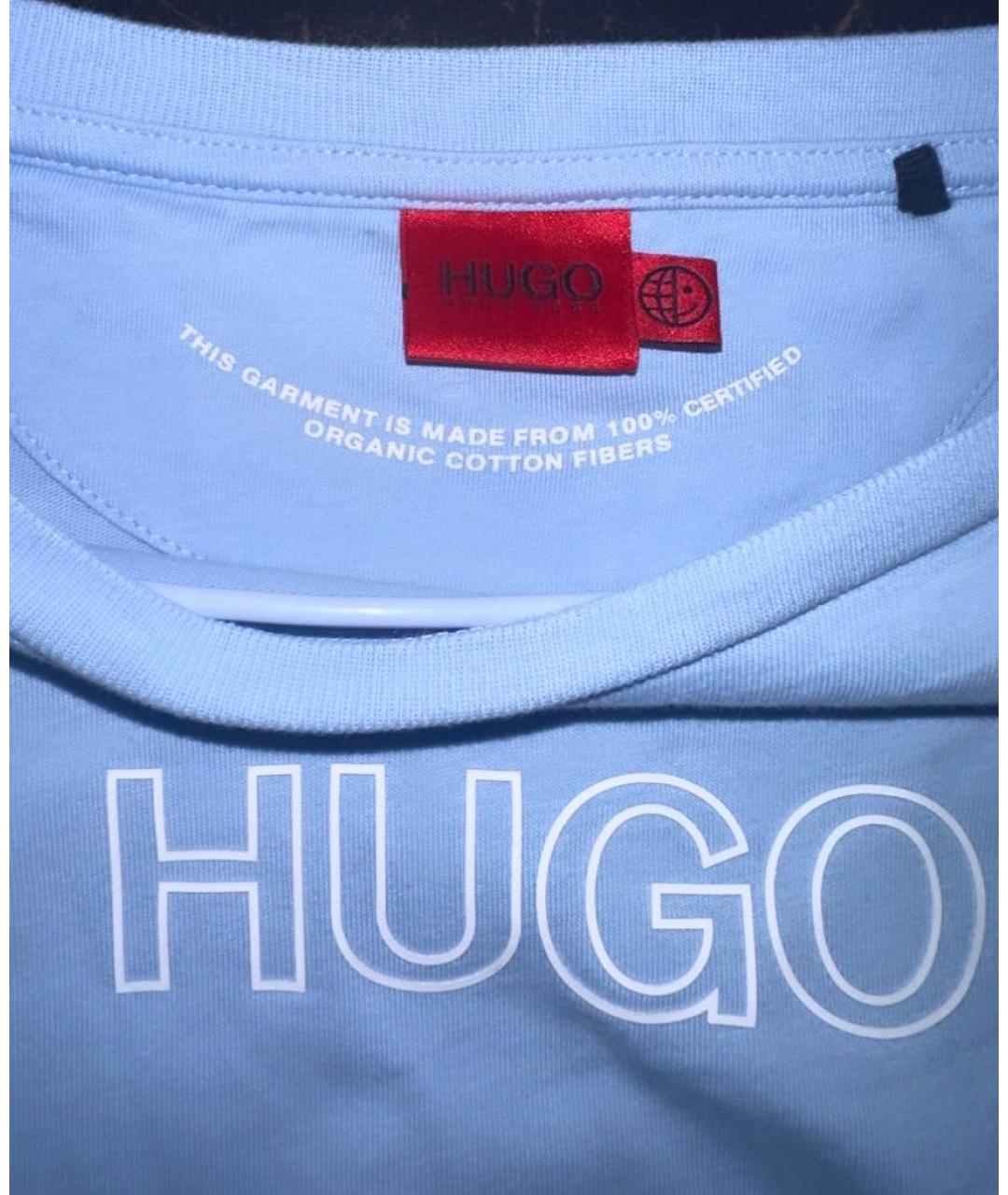 HUGO BOSS Голубая хлопковая футболка, фото 2