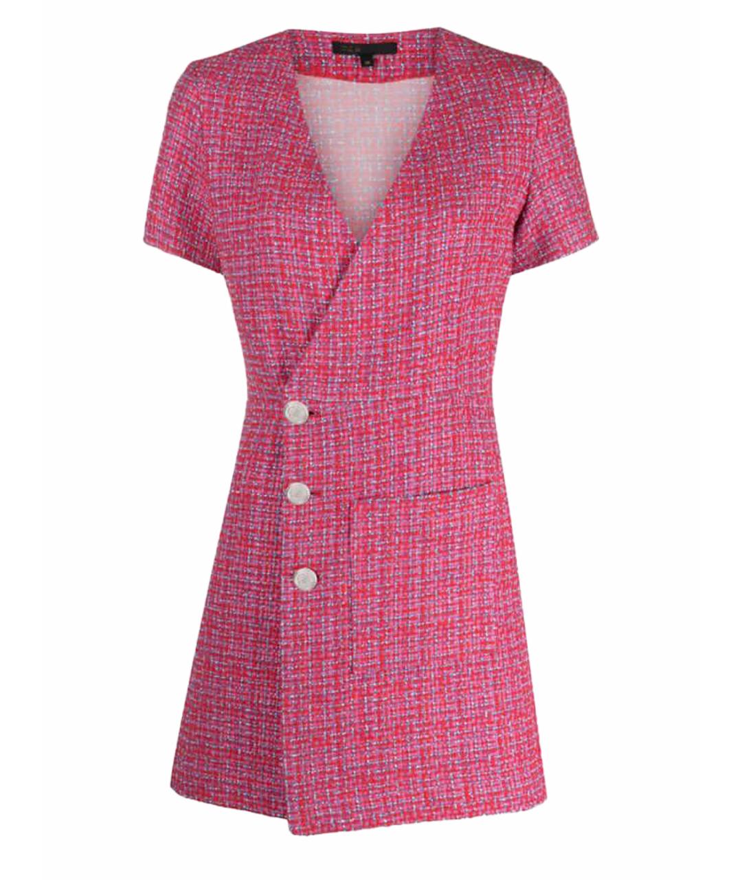 MAJE Розовое твидовое коктейльное платье, фото 1