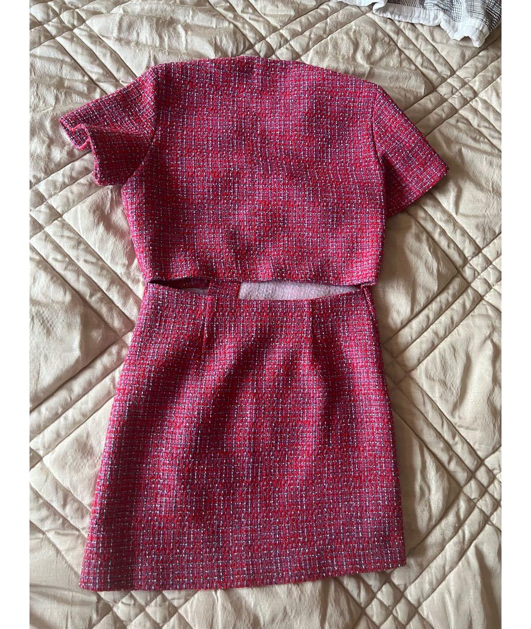 MAJE Розовое твидовое коктейльное платье, фото 3