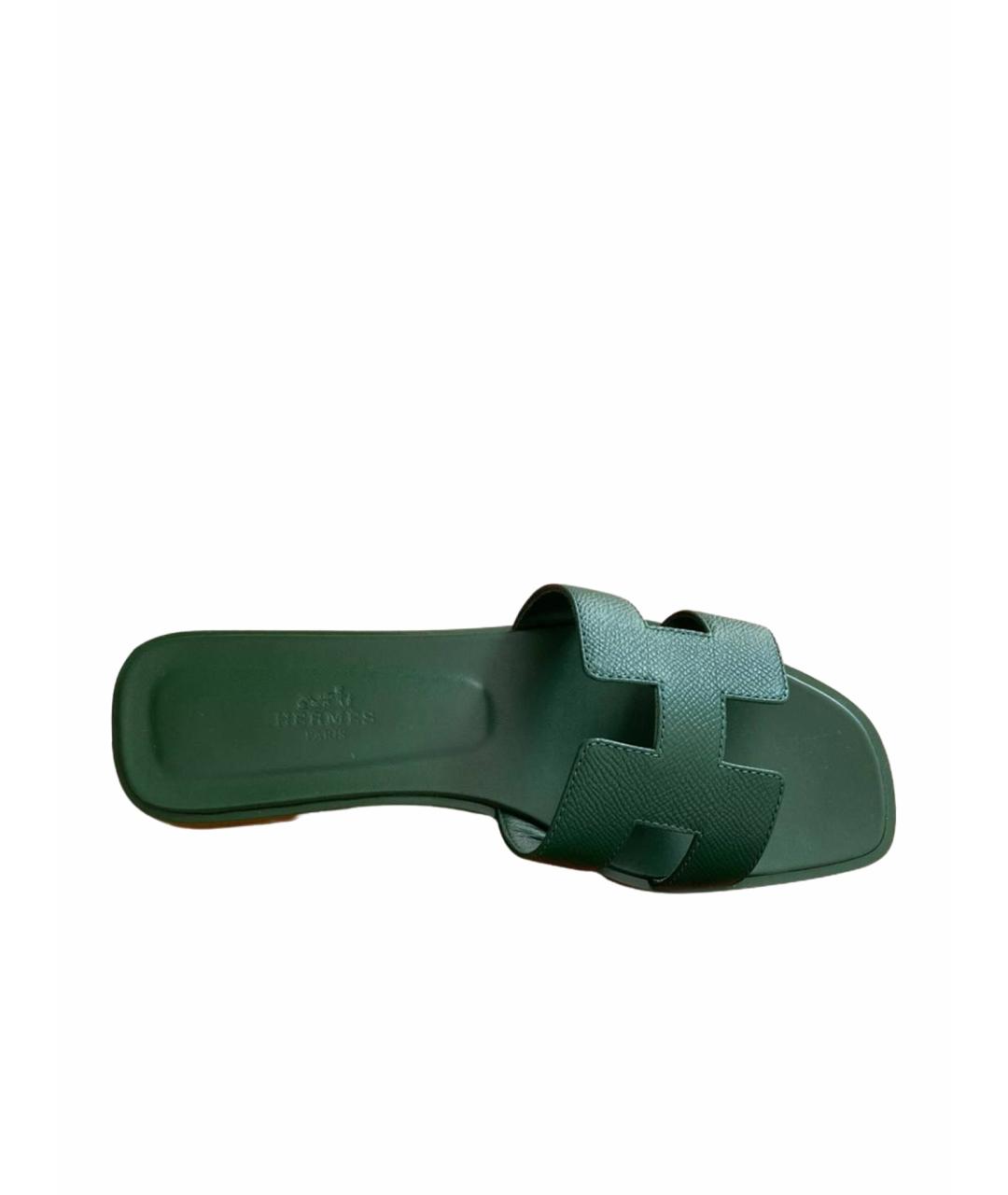 HERMES PRE-OWNED Зеленые кожаные сандалии, фото 1