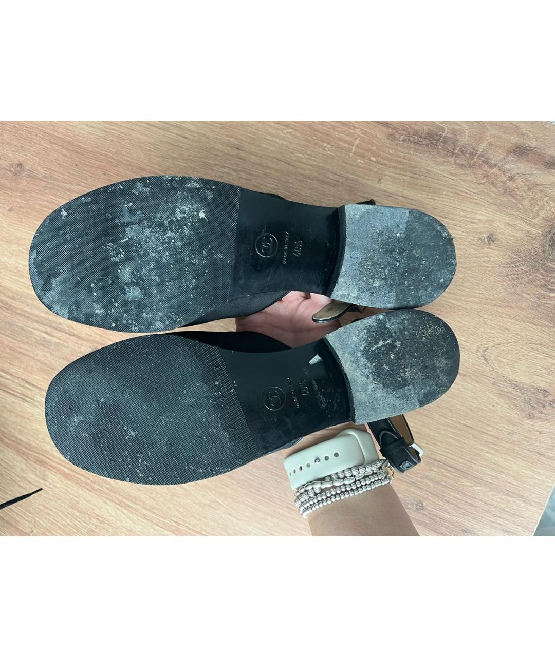 CHANEL PRE-OWNED Черные текстильные сандалии, фото 4