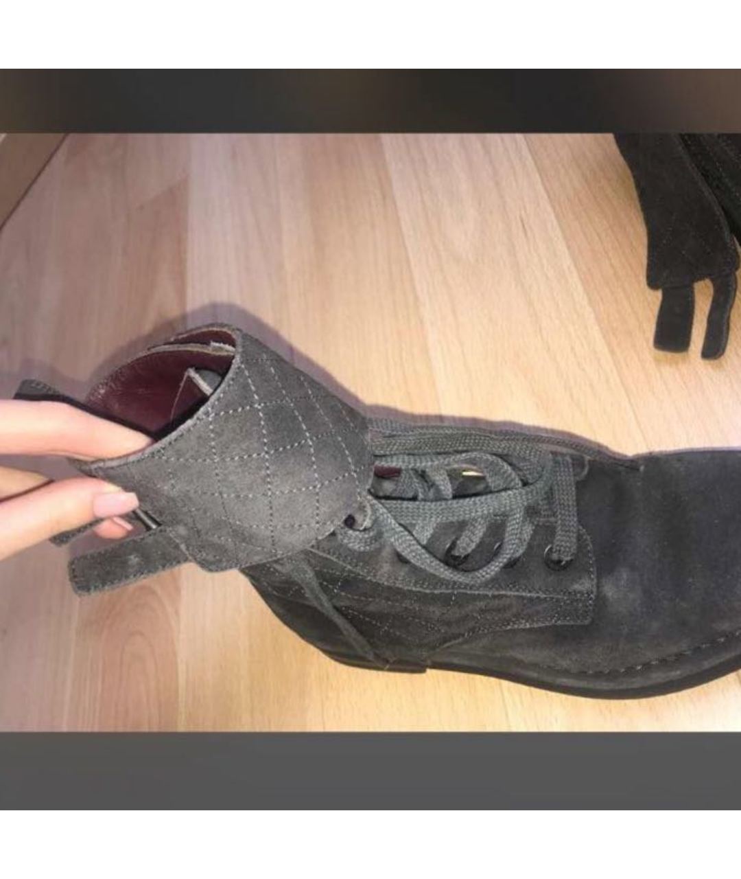 CHANEL PRE-OWNED Серые замшевые ботинки, фото 3