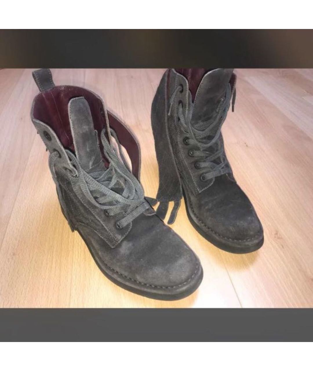 CHANEL PRE-OWNED Серые замшевые ботинки, фото 2