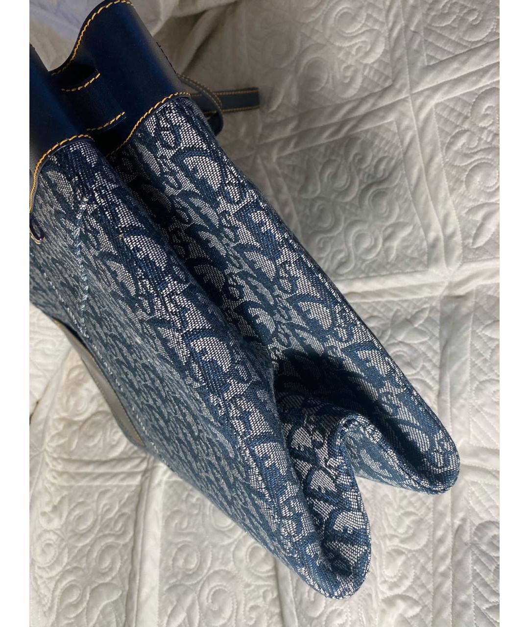CHRISTIAN DIOR Темно-синяя жаккардовая сумка тоут, фото 5