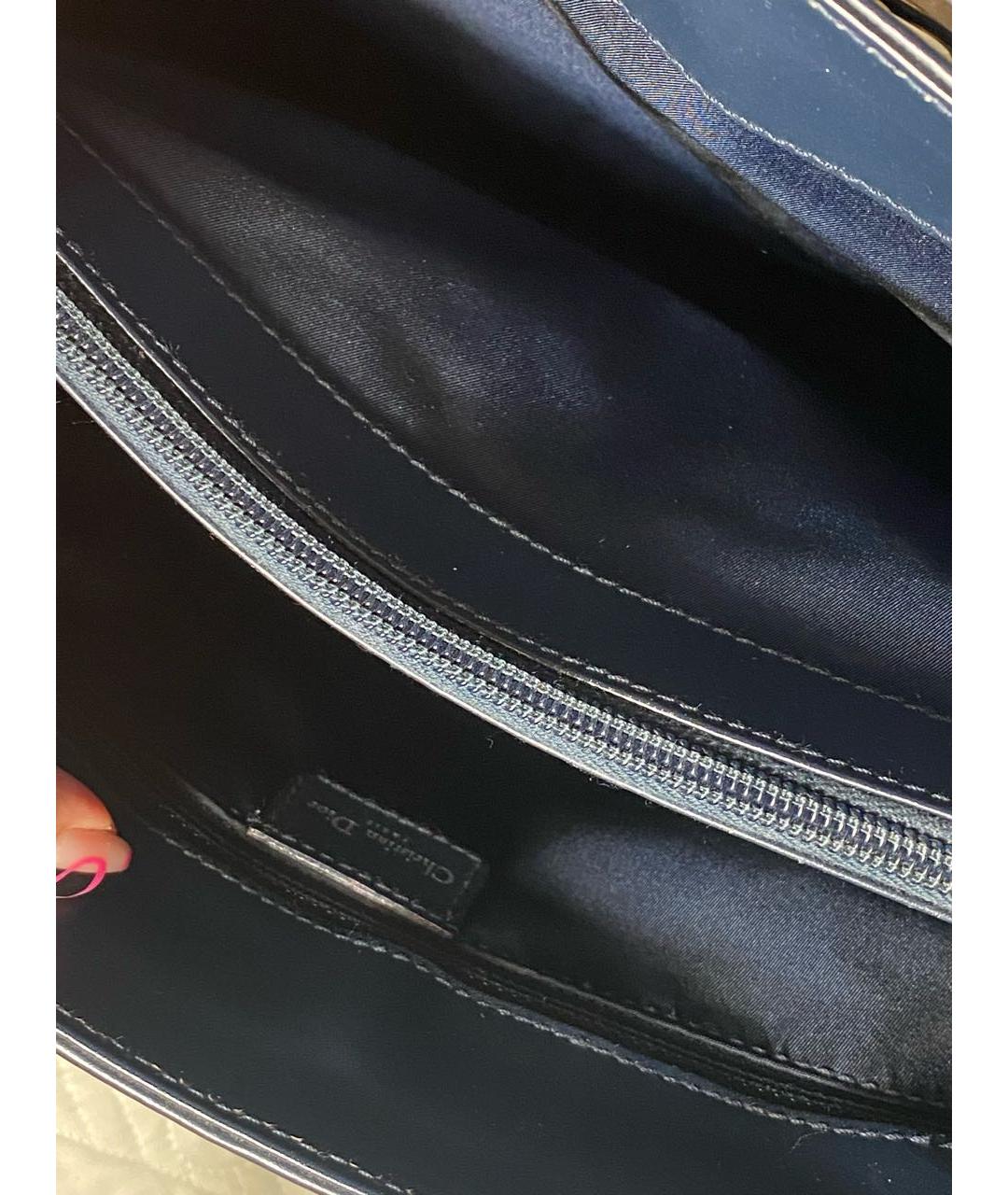 CHRISTIAN DIOR Темно-синяя жаккардовая сумка тоут, фото 4