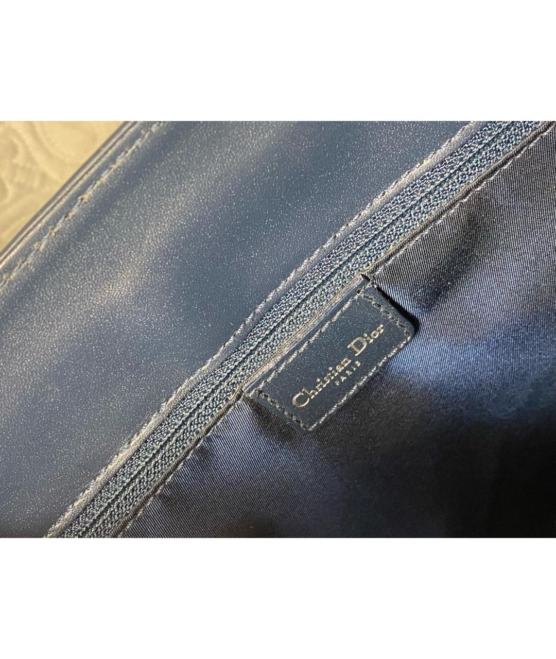 CHRISTIAN DIOR Темно-синяя жаккардовая сумка тоут, фото 7