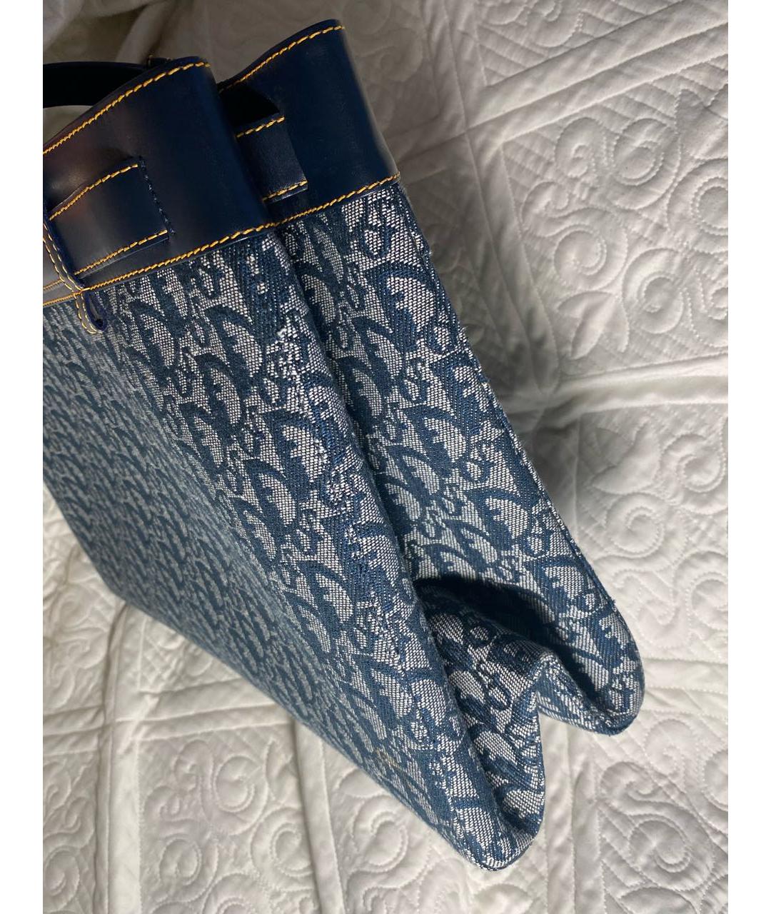 CHRISTIAN DIOR Темно-синяя жаккардовая сумка тоут, фото 6