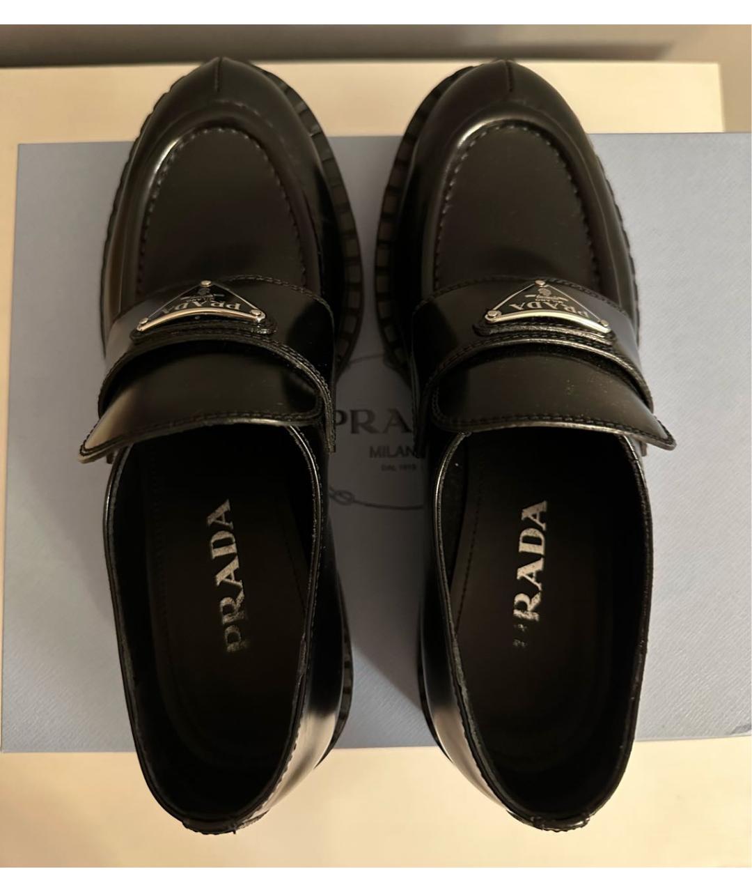 PRADA Черные кожаные лоферы, фото 3