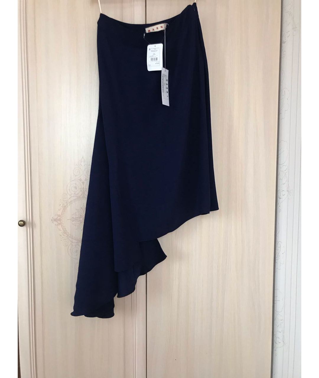 MARNI Темно-синяя креповая юбка макси, фото 3
