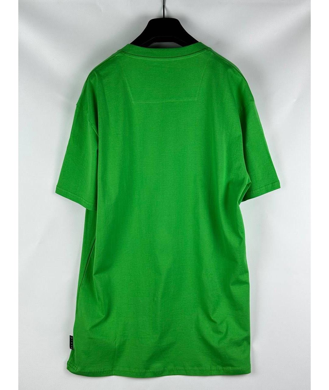 PHILIPP PLEIN Зеленая хлопковая футболка, фото 2