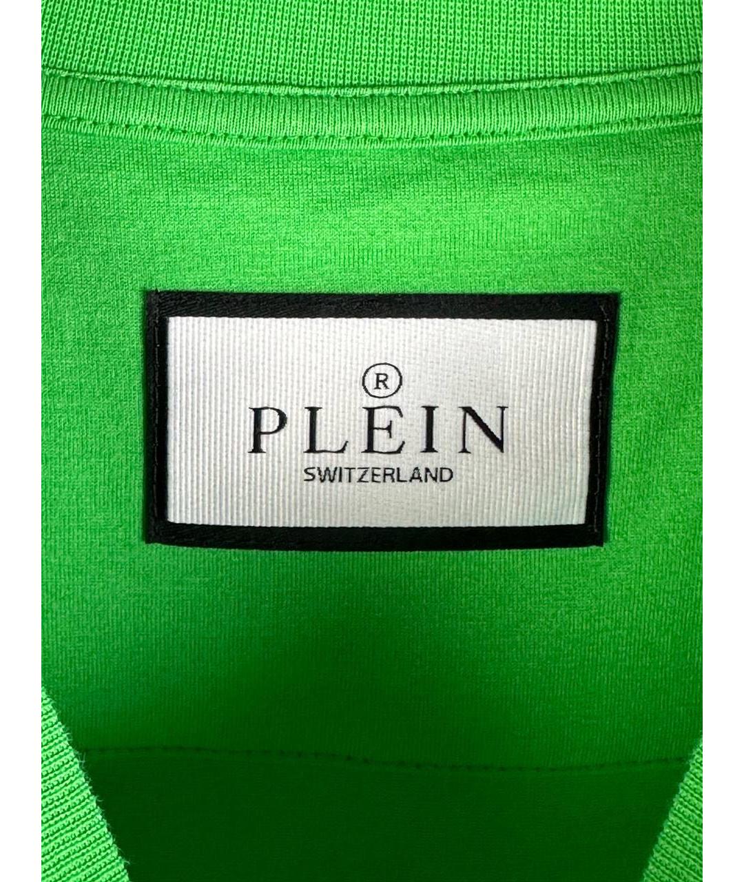 PHILIPP PLEIN Зеленая хлопковая футболка, фото 8