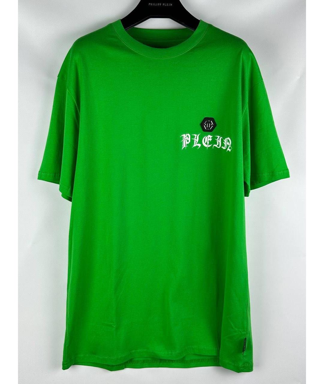 PHILIPP PLEIN Зеленая хлопковая футболка, фото 9