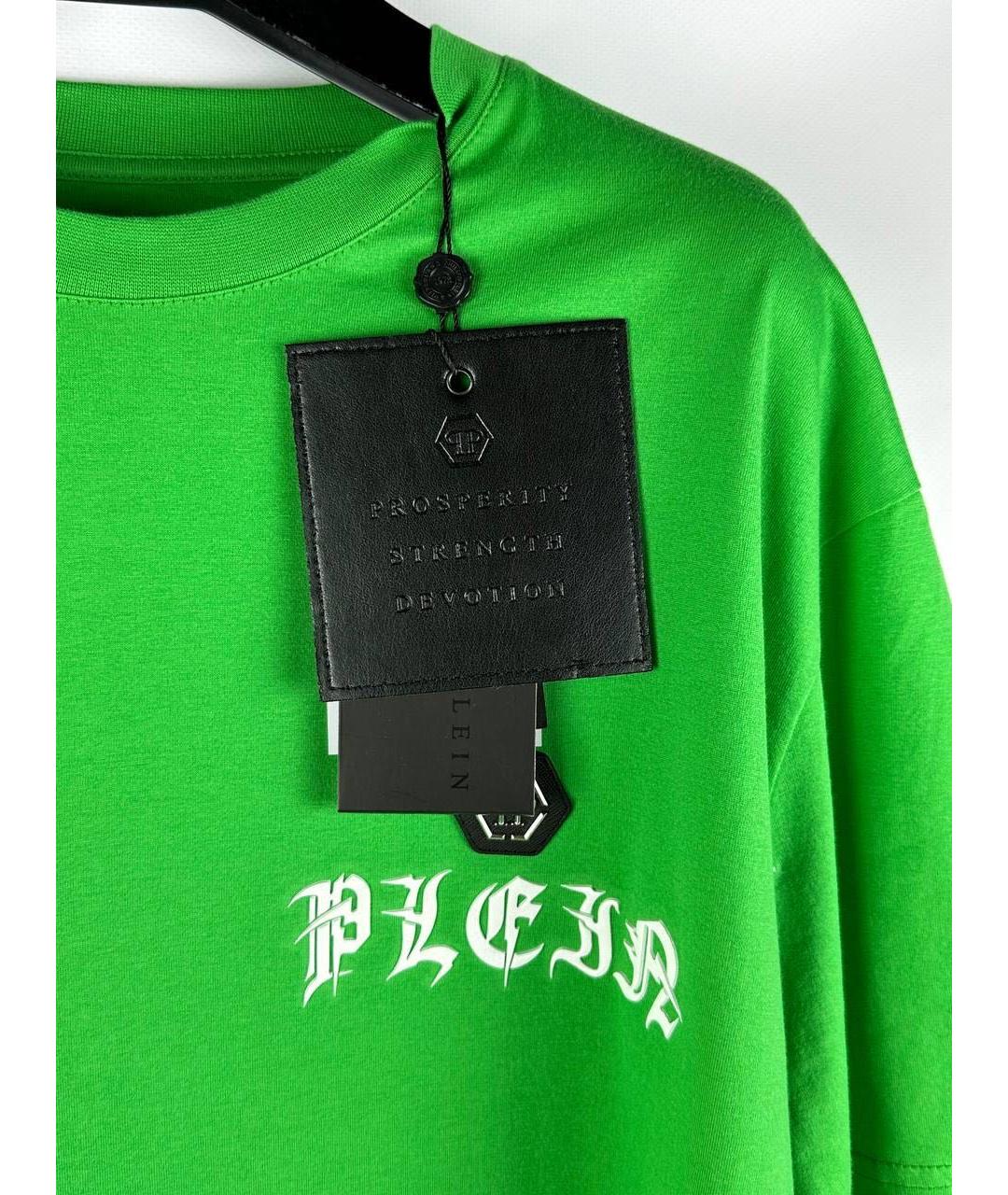 PHILIPP PLEIN Зеленая хлопковая футболка, фото 3