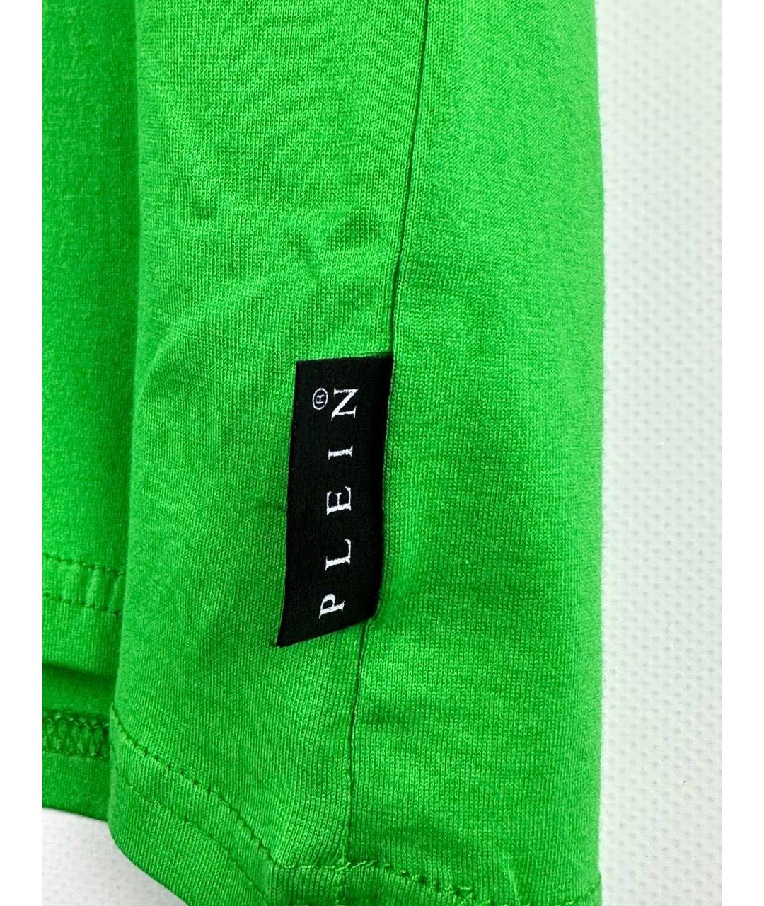 PHILIPP PLEIN Зеленая хлопковая футболка, фото 5