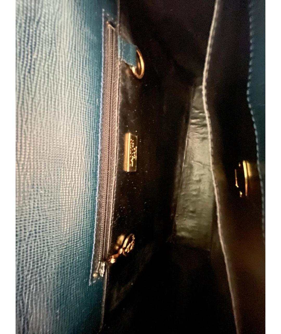 LANVIN Темно-синяя кожаная сумка с короткими ручками, фото 7