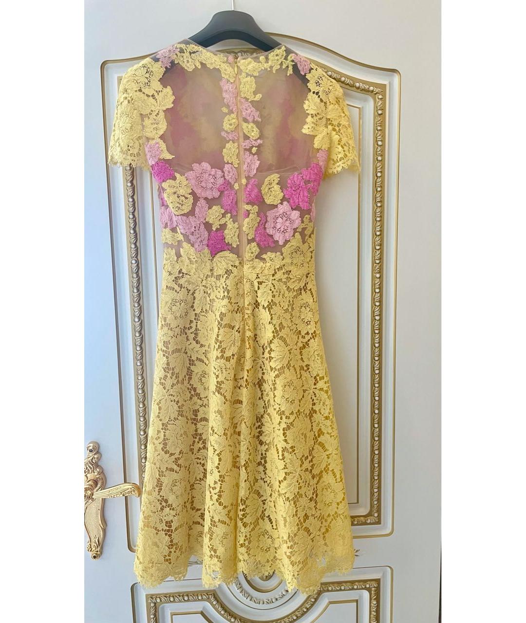 VALENTINO Желтое хлопко-эластановое коктейльное платье, фото 4
