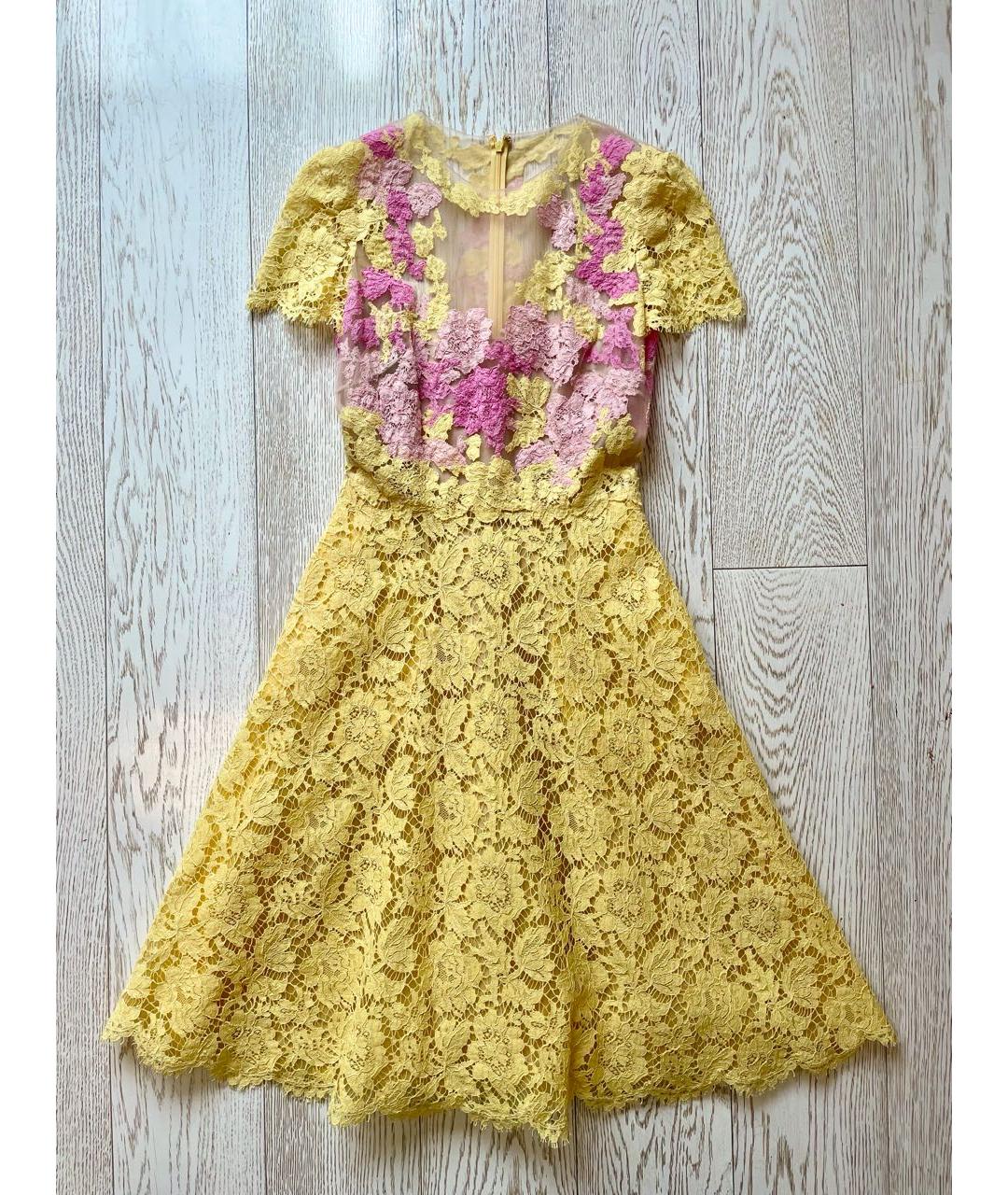 VALENTINO Желтое хлопко-эластановое коктейльное платье, фото 7