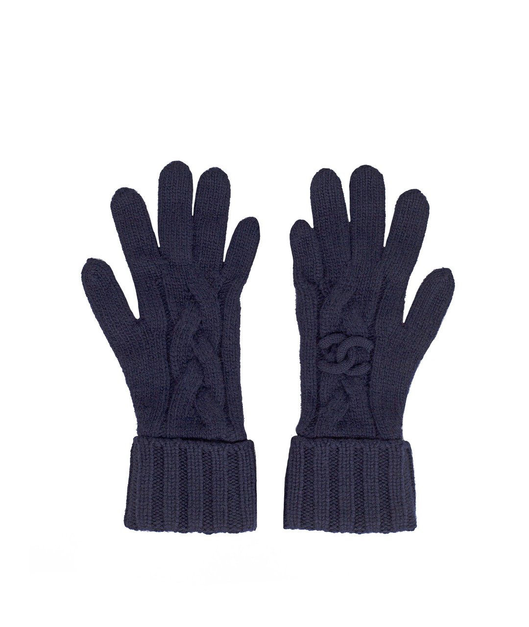 CHANEL PRE-OWNED Темно-синие шерстяные перчатки, фото 1