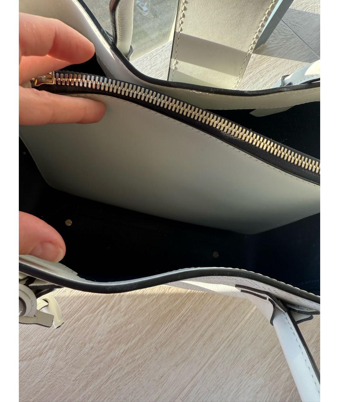 EMPORIO ARMANI Белая кожаная сумка тоут, фото 4
