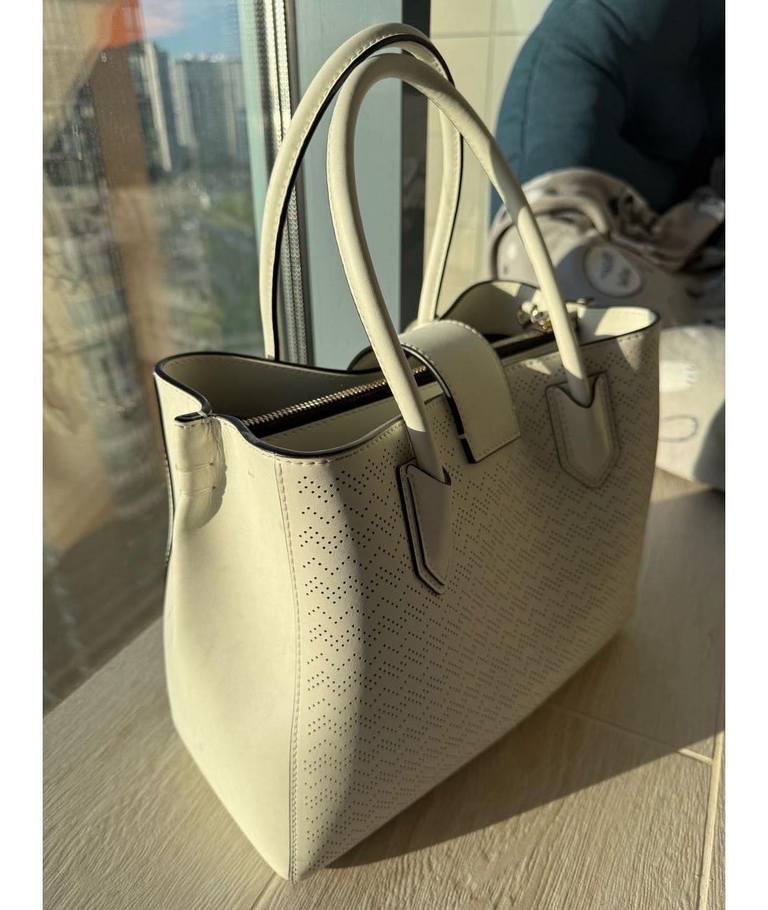 EMPORIO ARMANI Белая кожаная сумка тоут, фото 3