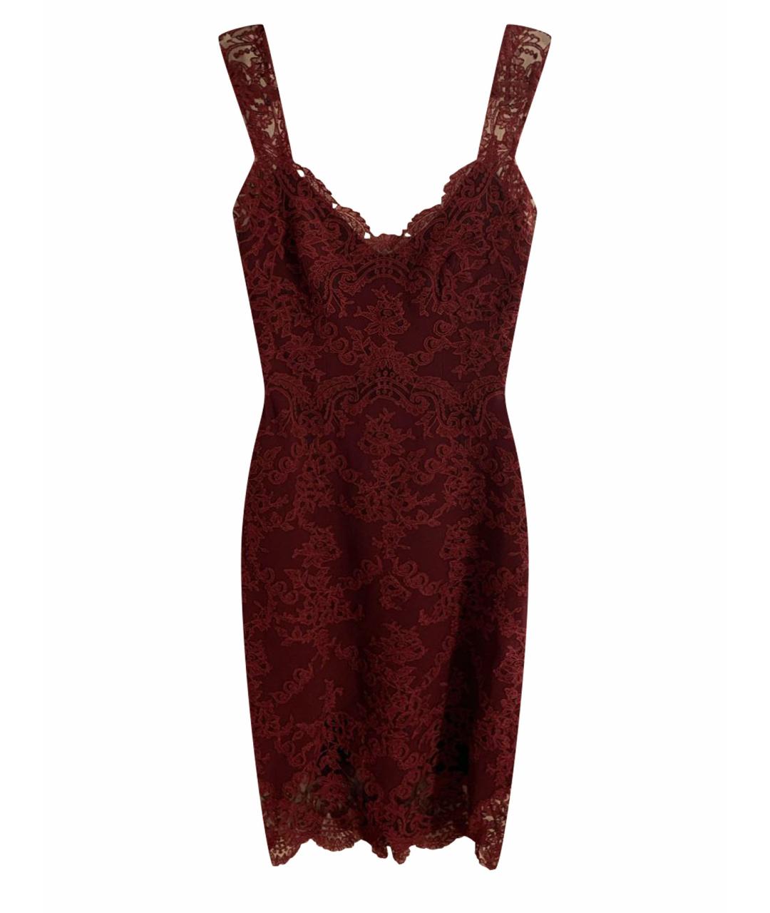 ERMANNO SCERVINO Бордовое кружевное коктейльное платье, фото 1
