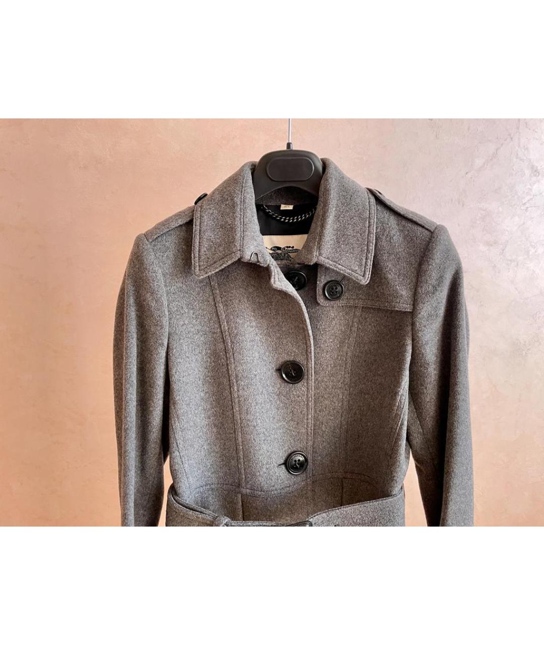 BURBERRY Серое шерстяное пальто, фото 2