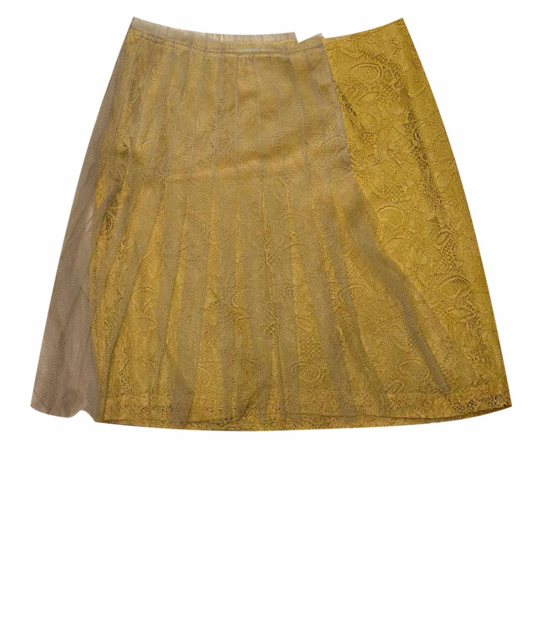 RODARTE Золотая кружевная юбка мини, фото 1