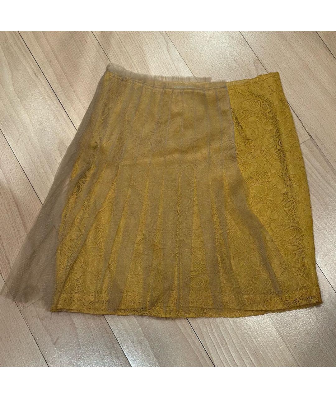RODARTE Золотая кружевная юбка мини, фото 5