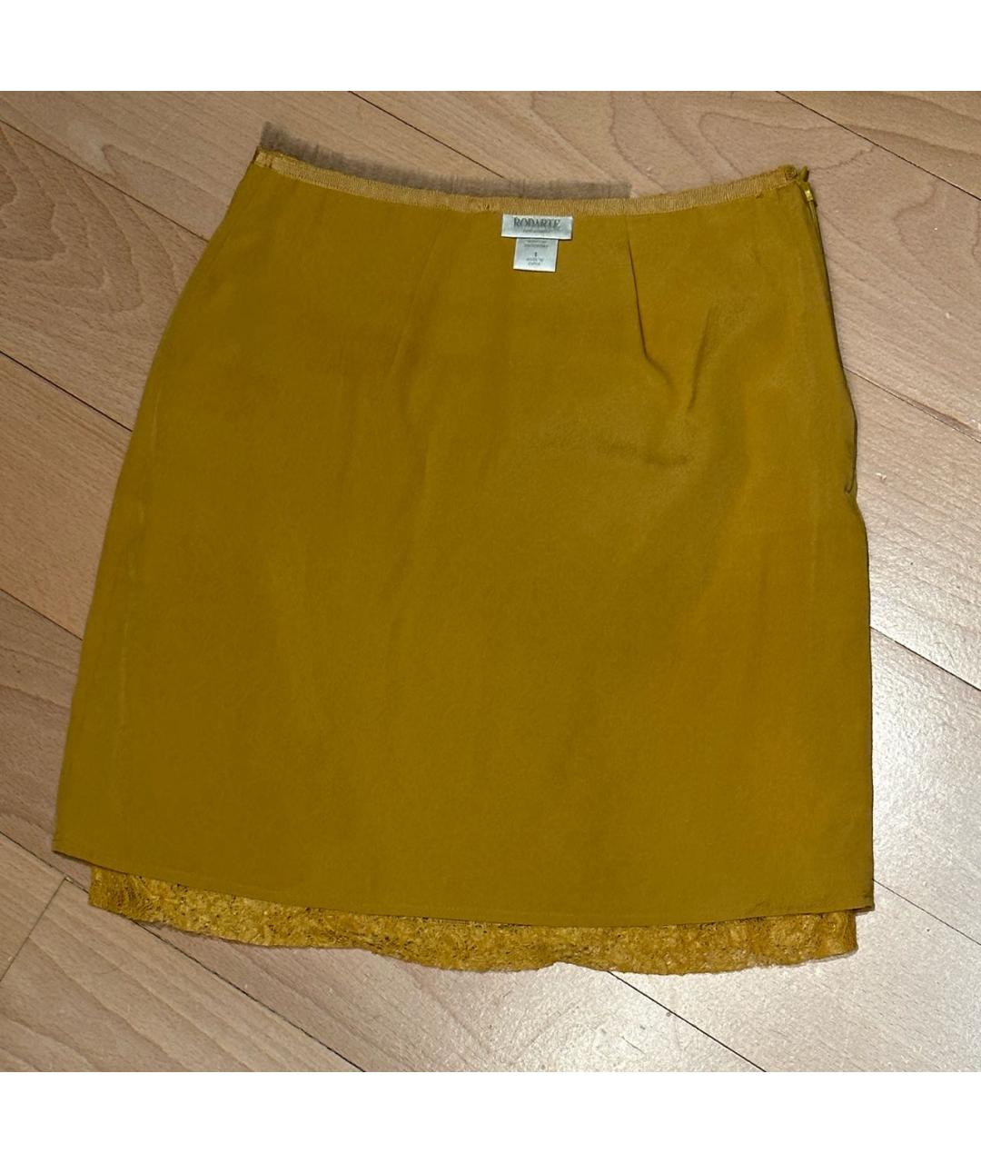 RODARTE Золотая кружевная юбка мини, фото 4