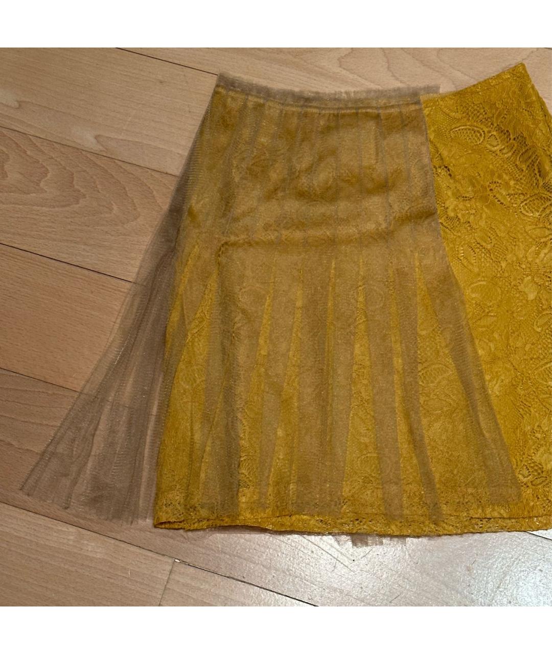 RODARTE Золотая кружевная юбка мини, фото 2